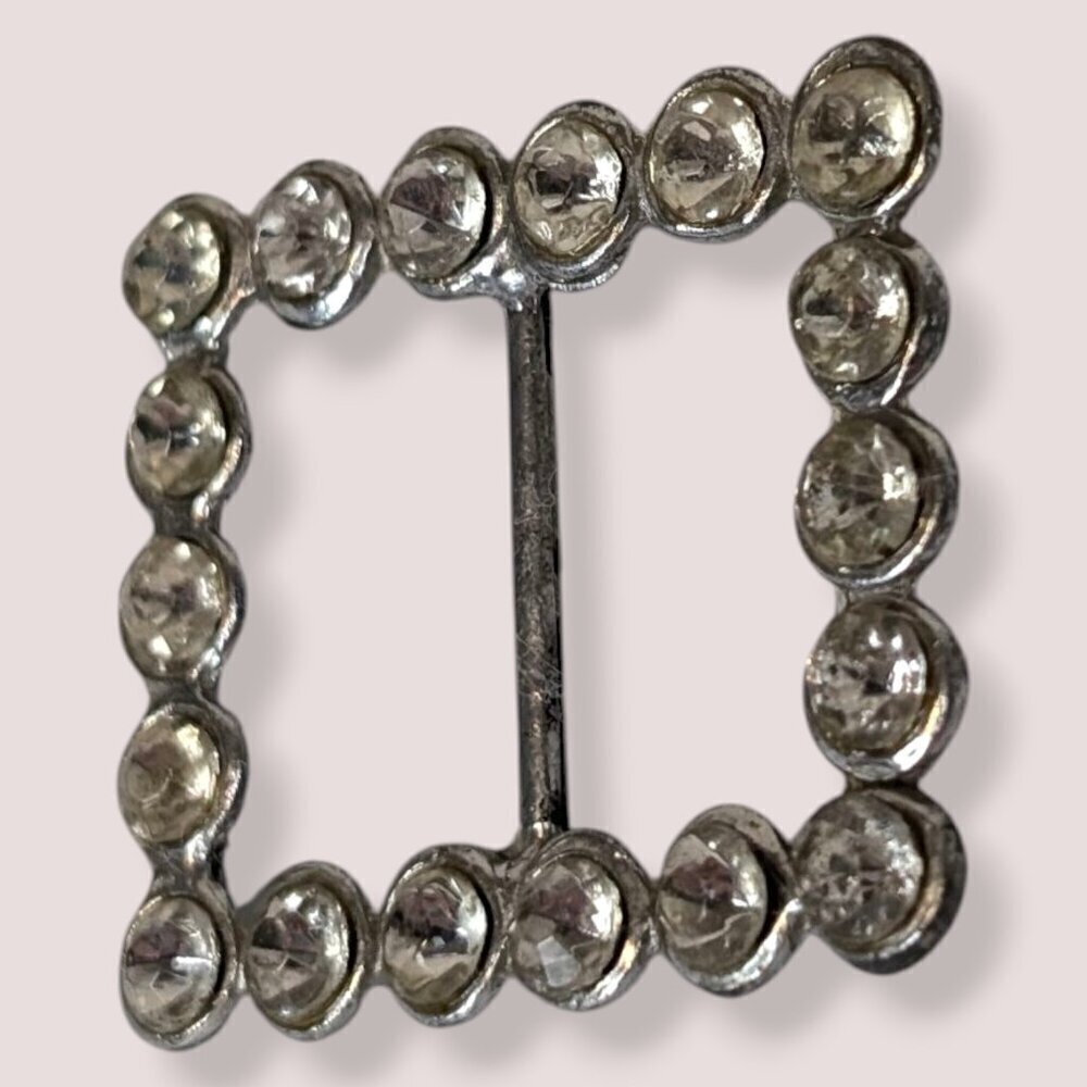(2/$20) Vintage Rectangular Rhinestone Belt Buckle - Picture 2 of 5